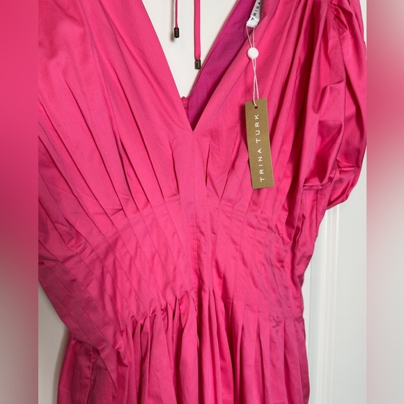 NWT Trina Turk Cotton Pintuck Dress - Picture 10 of 11